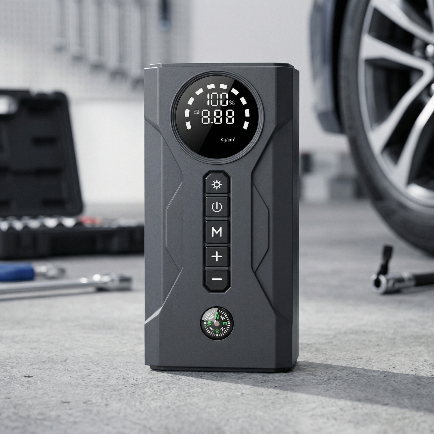 ⚡️ Hordozható Autóindító, Kompresszor és Powerbank